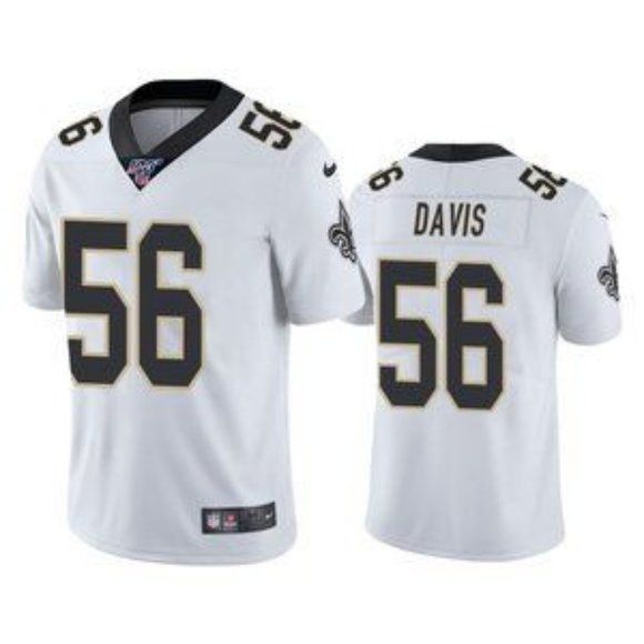 Men New Orleans Saints #56 Demario Davis Nike White 100th Limited NFL Jersey